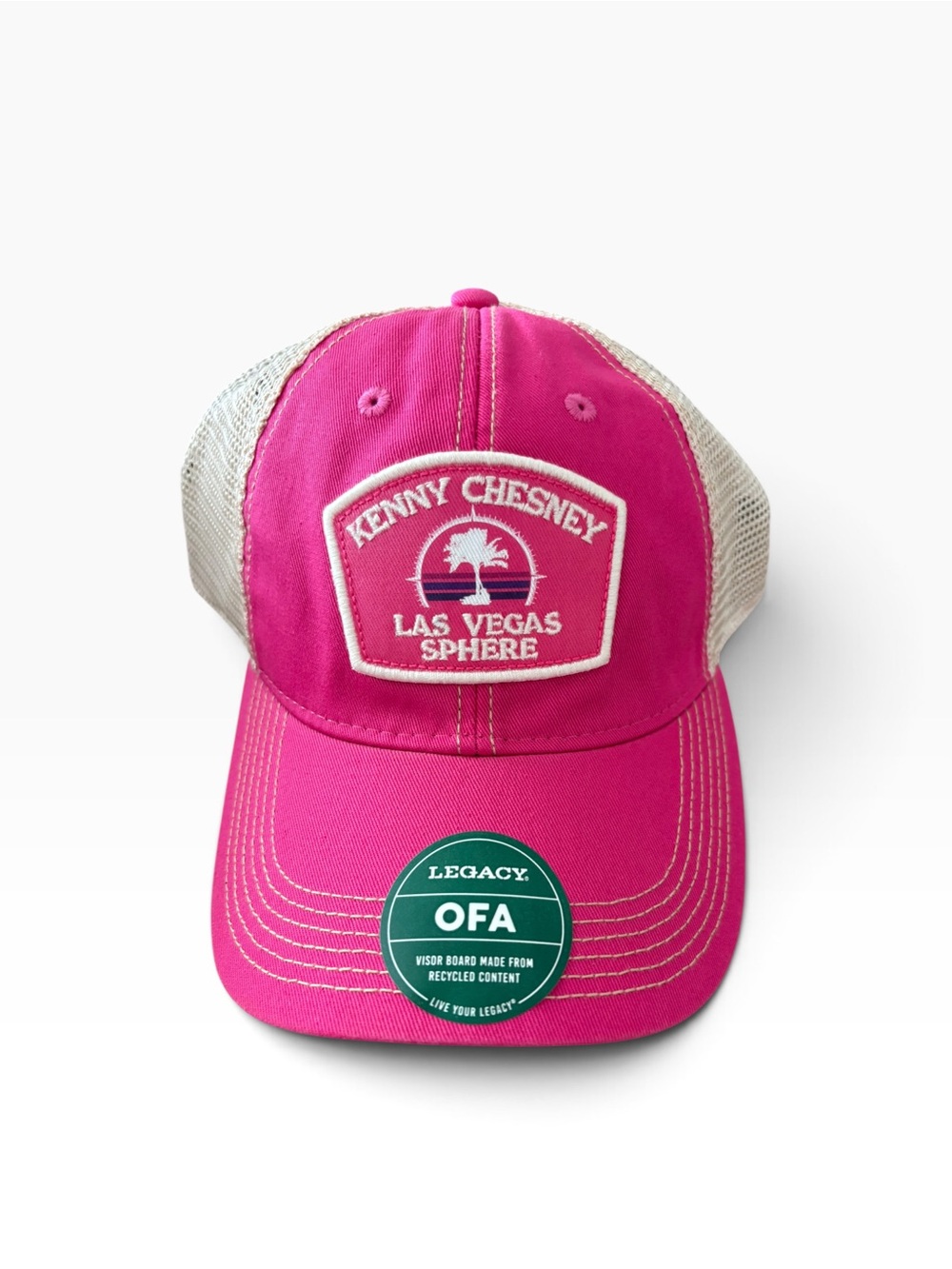 Legacy Hot Pink and White Kenny Chesney Las Vegas Sphere Patch Trucker Hat